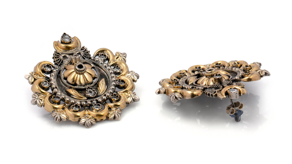 925 Sterling Silver Two Tone Chaand Earrings view 2