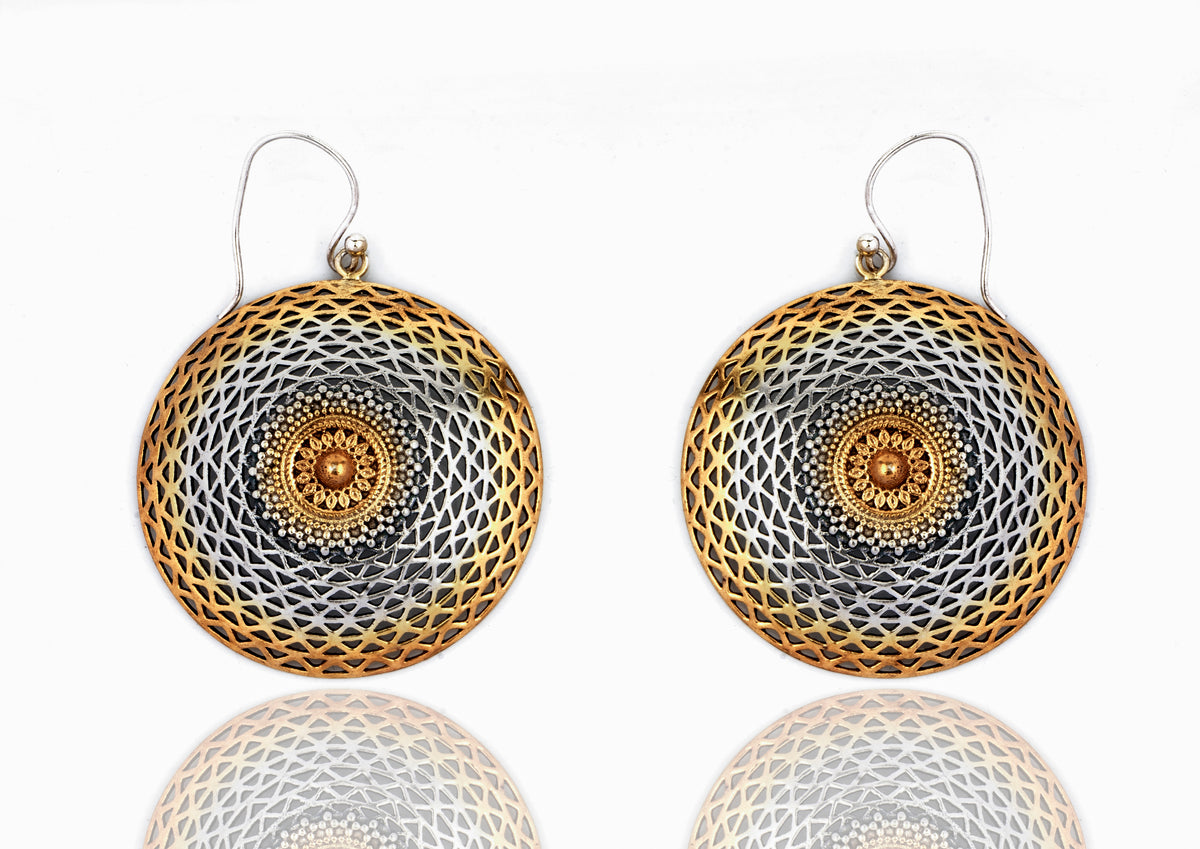 925 Sterling Silver Two Tone Mesh Earrings view 2