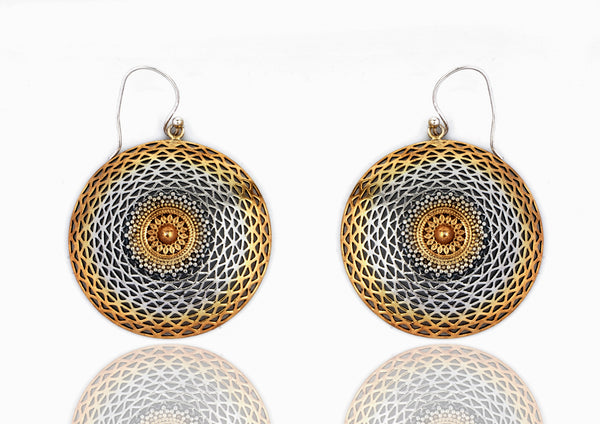 925 Sterling Silver Two Tone Mesh Earrings alternate