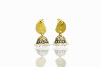925 Silver Two Tone Floral Jhumki Earrings view 2