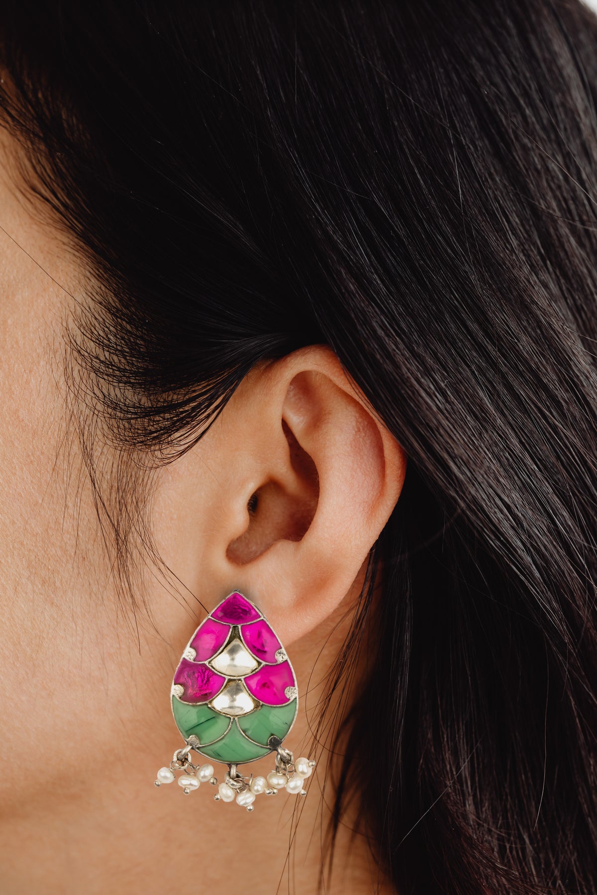 925 Sterling Silver Kundan Earrings view 3