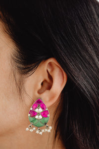 925 Sterling Silver Kundan Earrings view 3