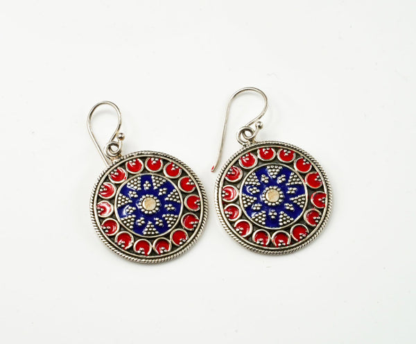 Navy Blue and Red Meenakari Dangler Earrings alternate
