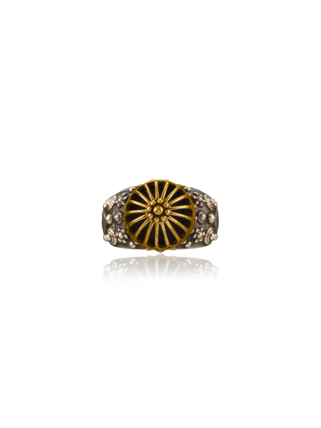 Two Toned Intricate Textured Adjustable Ring