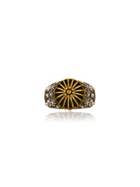Two Toned Intricate Textured Adjustable Ring view 1
