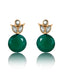 925 Sterling Silver Kundan Floral Studs with Green Onyx
