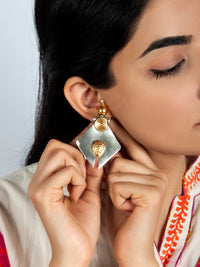 925 Sterling Silver Two Tone Statement Earrings view 1
