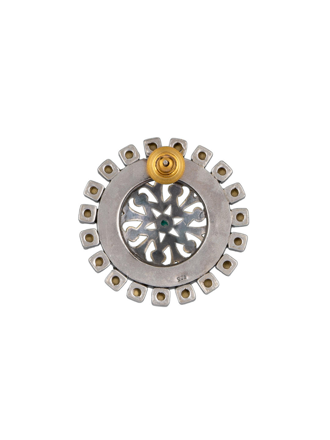 Green Kundan Studs with Green Onyx view 3