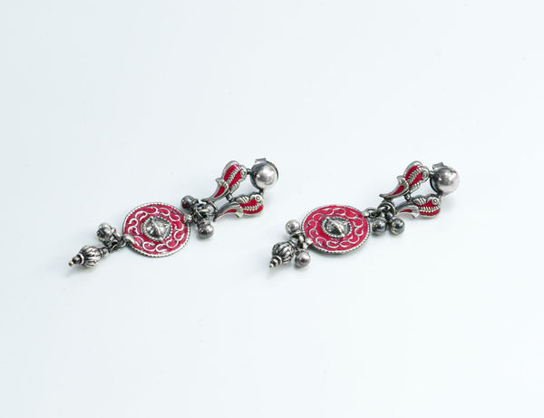 Red Meenakari Earring With Ghungroos alternate