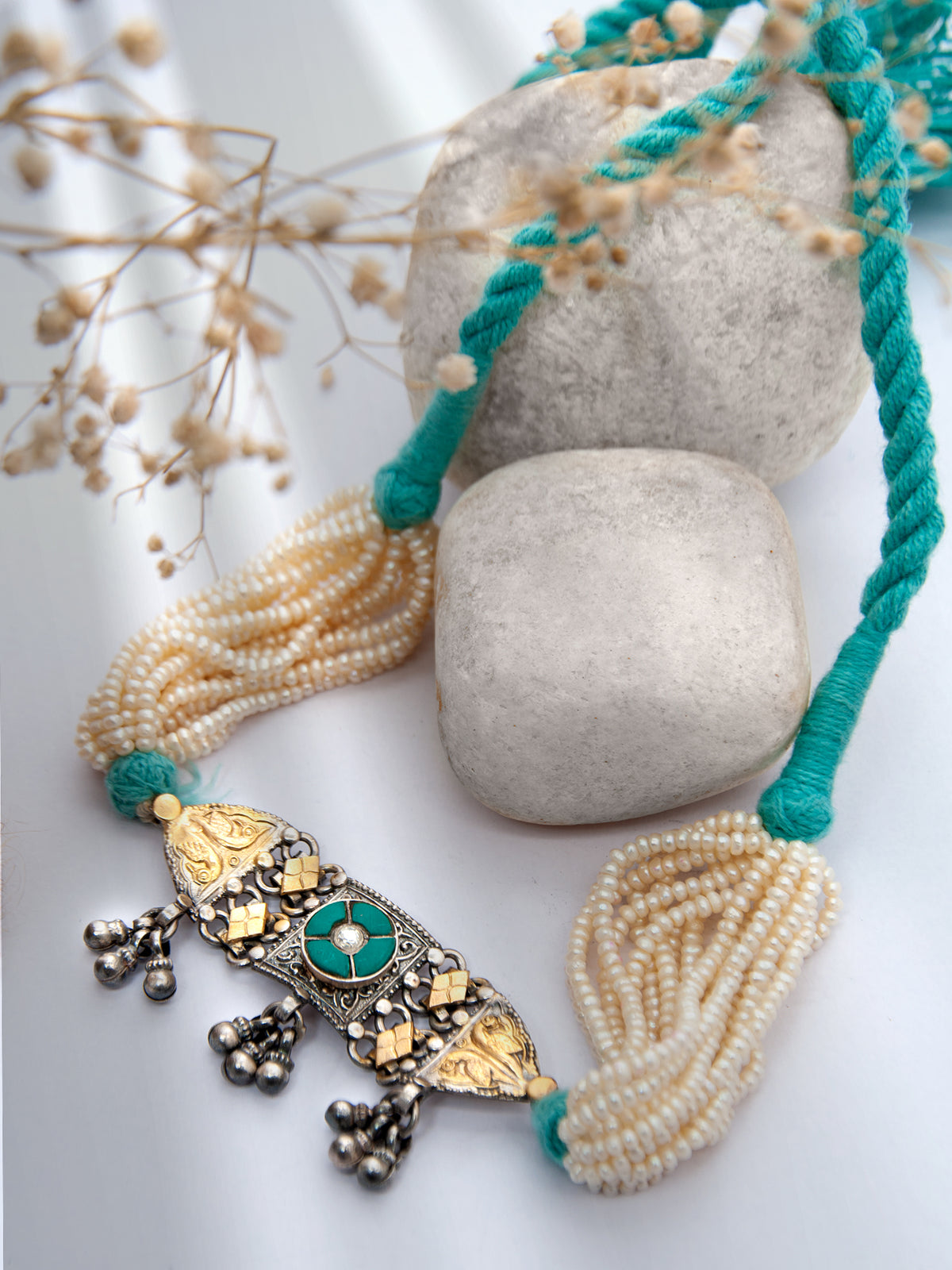 Two Tone Pearl Turquoise Kundan Choker view 1