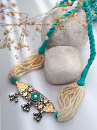 Two Tone Pearl Turquoise Kundan Choker view 1