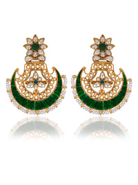 925 Sterling Silver Gold Plated Kundan Chaandbali Earrings view 1