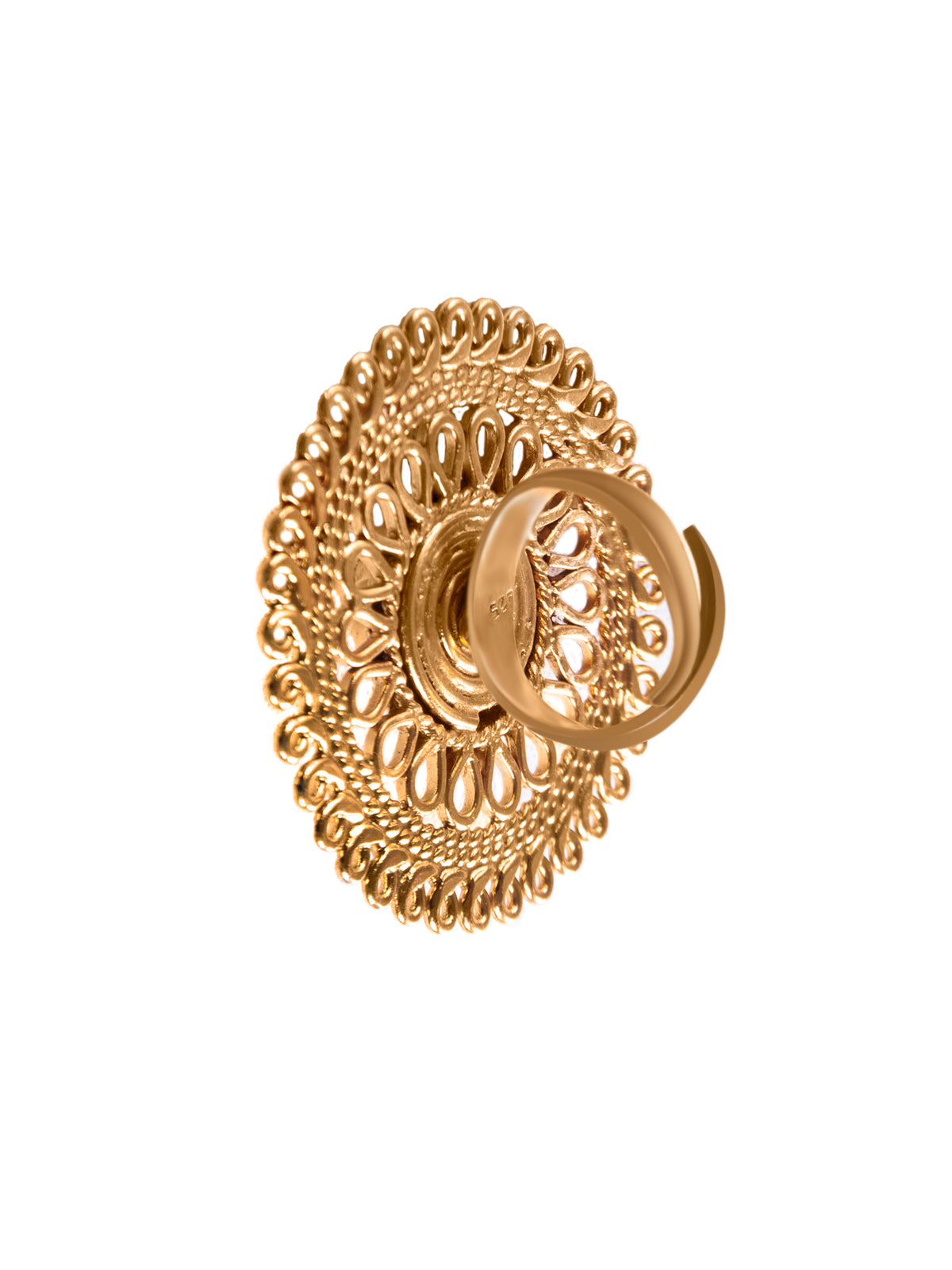 Svarnam Gold Mesh Ring view 5
