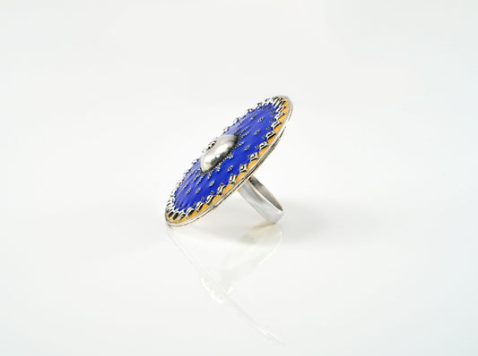 Blue and Yellow Meenakari Ring - Neeta Boochra Jewellery