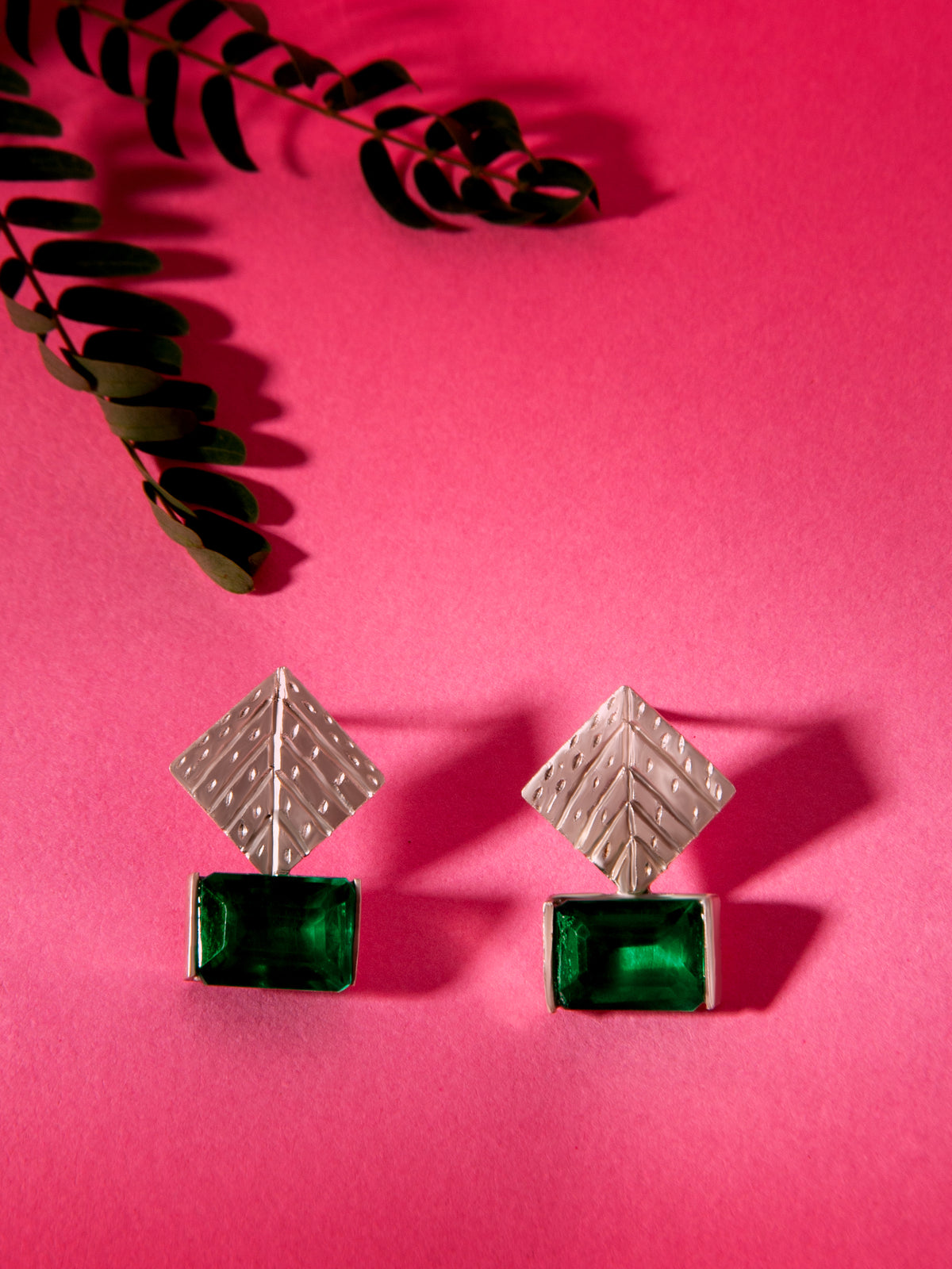 Aurora Green Emerald Studs view 2
