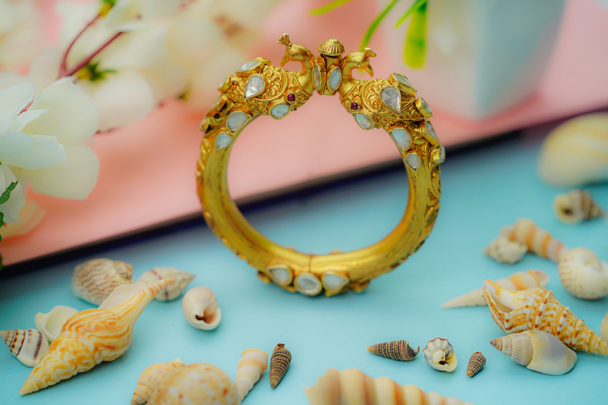 925 Silver Gold Plated Lion Bangle view 3