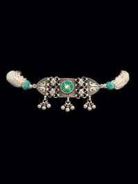 Silver Pearl Turquoise Kundan Choker view 3