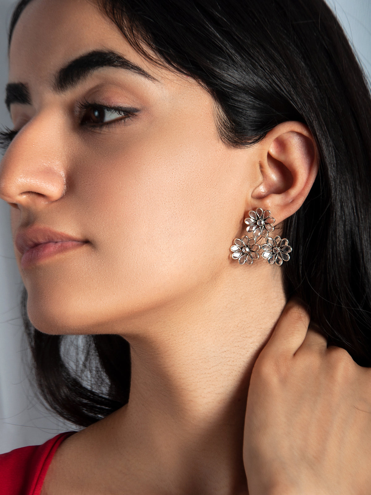925 Sterling Silver Earring with Checker Crystal view 1