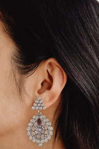 925 Sterling Silver Checker Crystal Earrings view 3