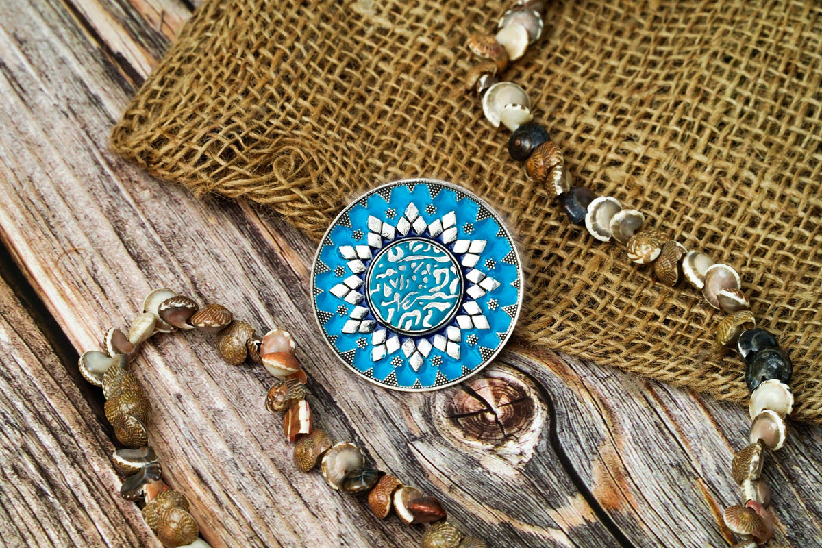 Sky Blue Pyramid Cocktail Ring view 4