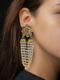 925 Sterling Silver Two Tone Double Jhumki Fusion Earringss view 2