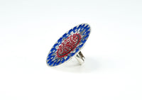 Mythical Blue and Red Meenakari Ring view 2