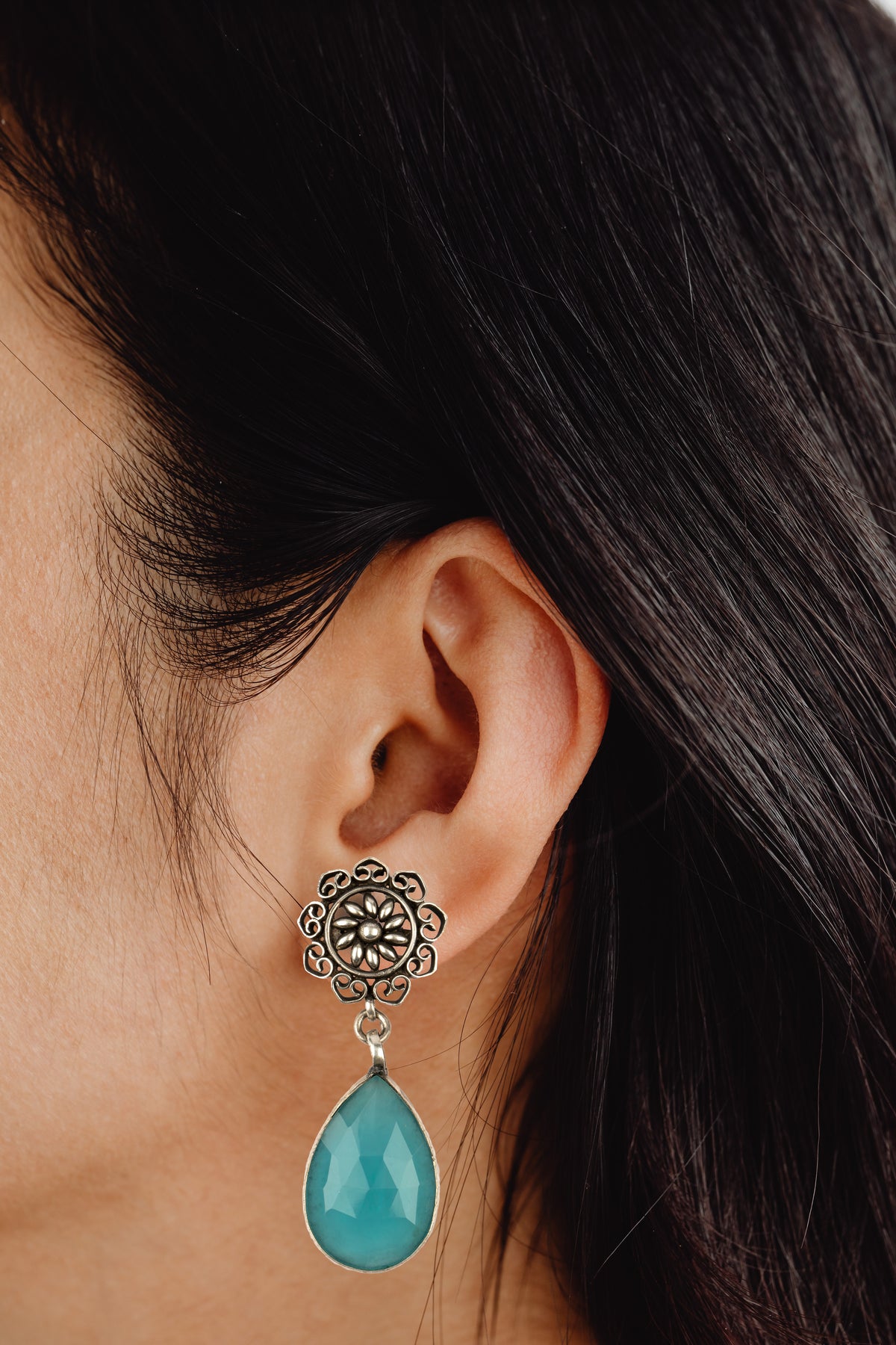 925 Sterling Silver Earrings with Green Onyx drop view 3