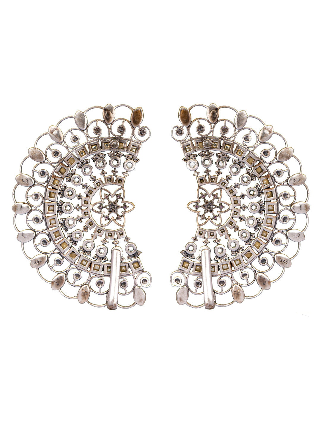 925 Sterling Silver Gold Plated Ruby Earringss/Ear Cuffs
