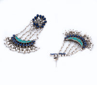 925 Sterling Silver Blue Lapis and Pearls Earrings view 2