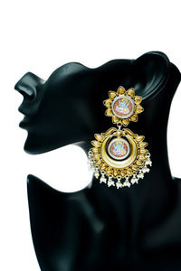 Silver Gold Plated Earrings with Hand Painting view 4
