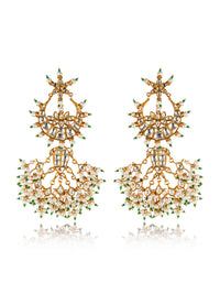 Svarnim Festive Statement Earrings with Pearl and Kundan view 3