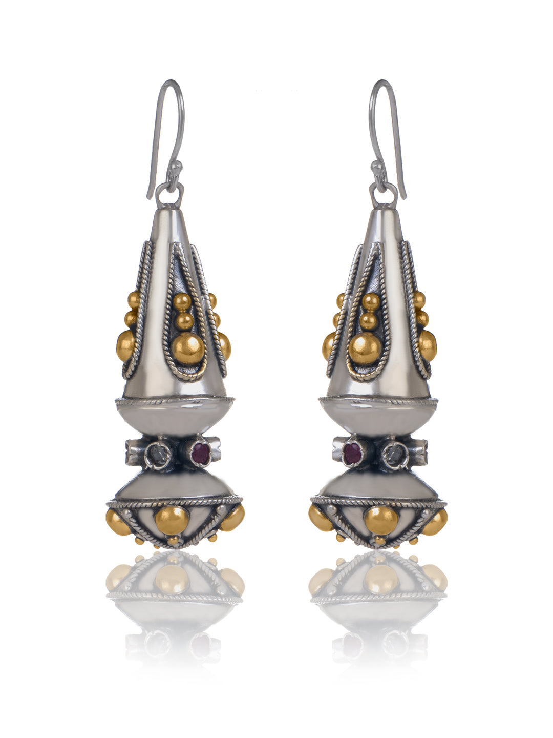Two Toned Beaded Dangler with Ruby and Checker Gemstone view 1