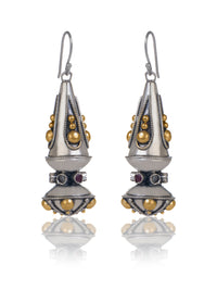 Two Toned Beaded Dangler with Ruby and Checker Gemstone view 1