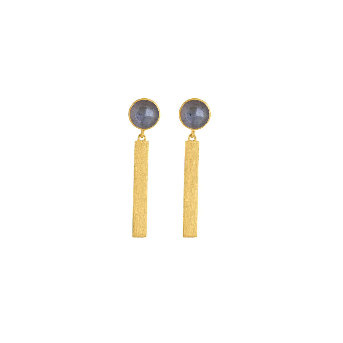 925 Silver Gold Plated Labradorite Drop Earrings view 3