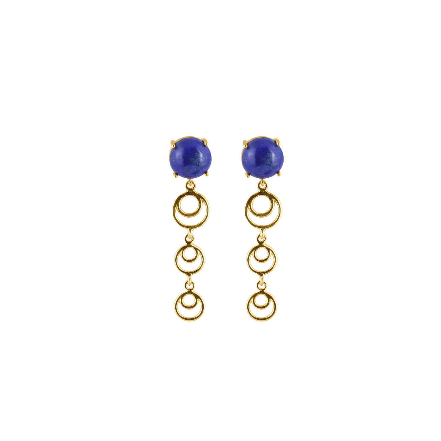 925 Silver Gold Plated Blue Lapis Spiral Drop Earrings - Neeta Boochra Jewellery