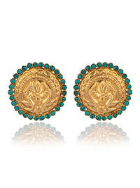 925 Sterling Silver Gold Plated Chitai Studs with Turquoise view 1