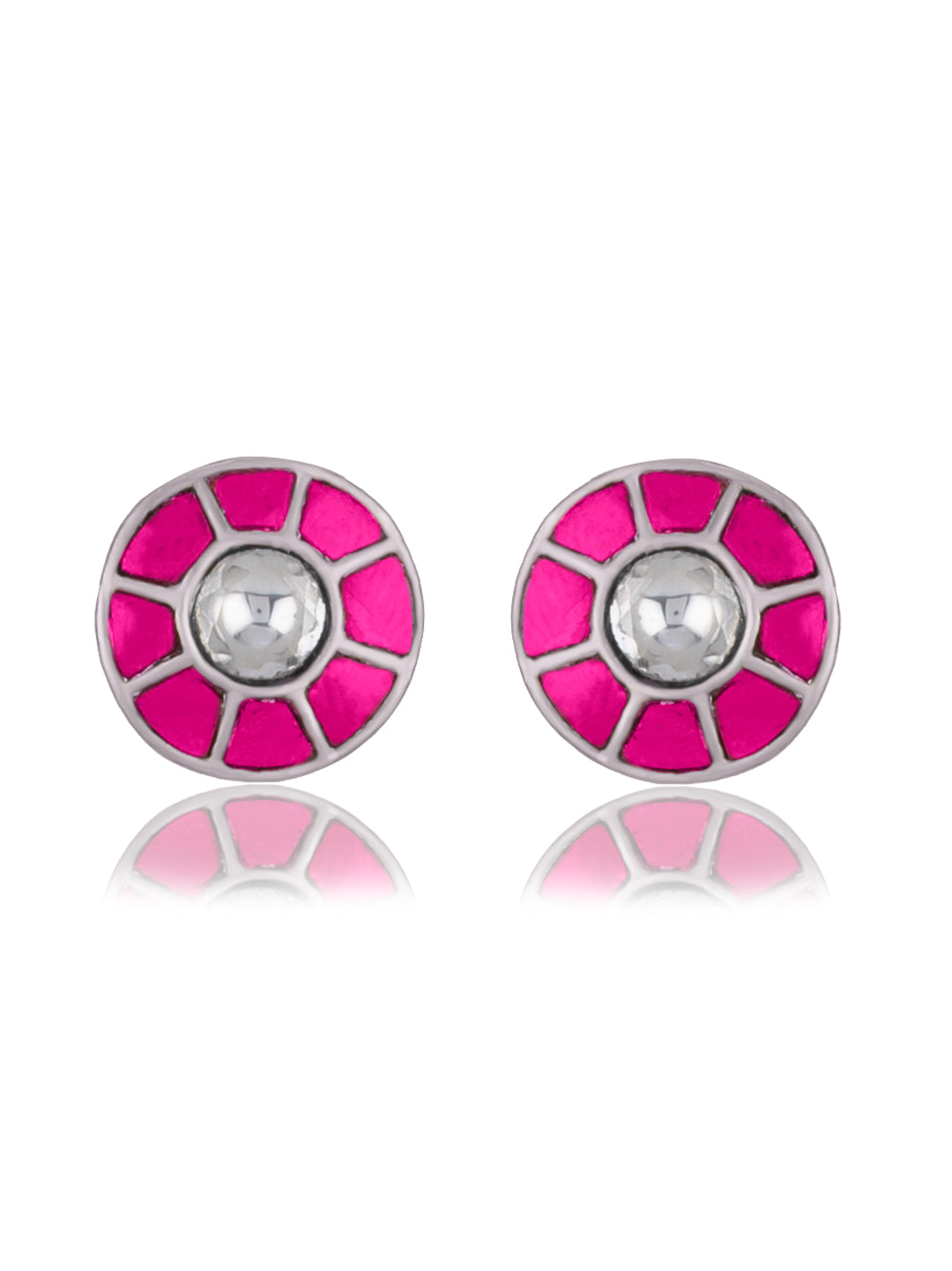 Small Pink and White Kundan Everyday Wear Studs view 1