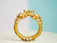 925 Silver Gold Plated Lion Bangle view 4