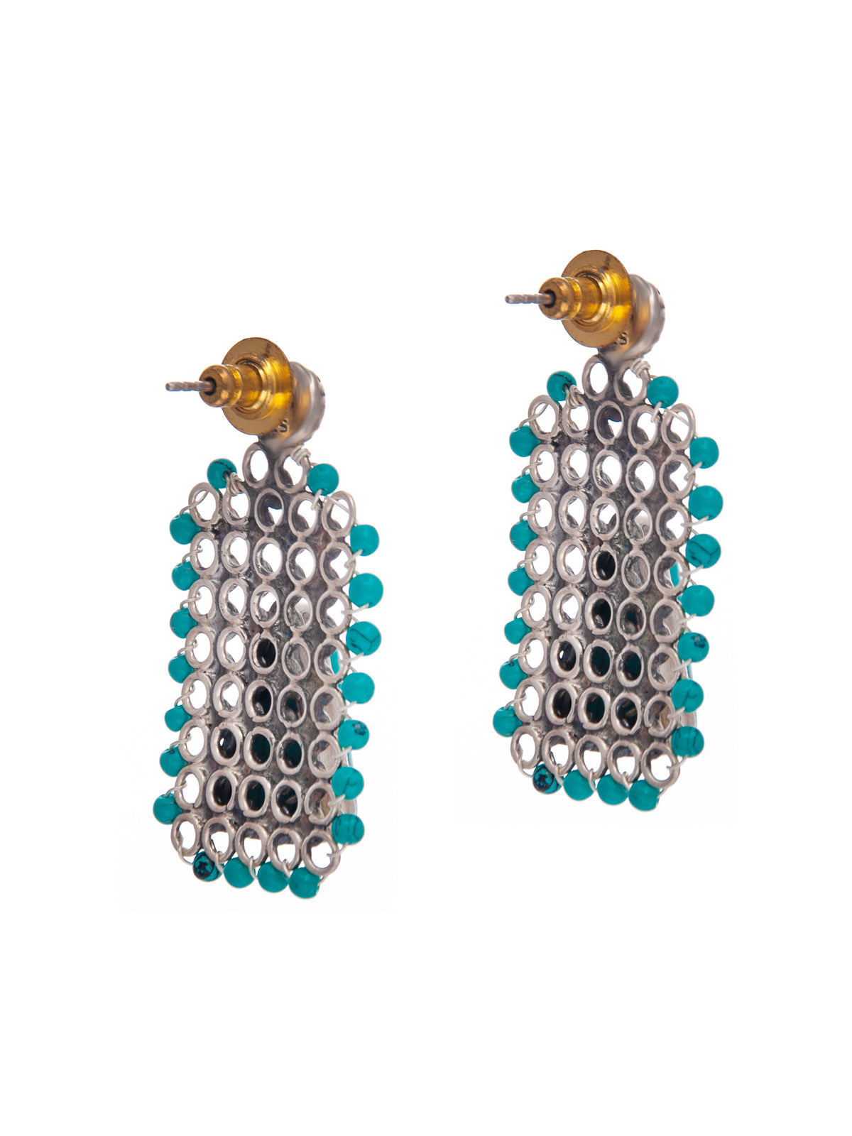 Silver Turquoise Fusion Studs view 4