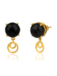 Gold Plated Balck Onyx Dangler Studs view 1
