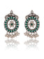 Floral Green Onyx and Pearl Earring