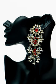 Silver Fish Earrings with Kundan and Ruby - Neeta Boochra Jewellery