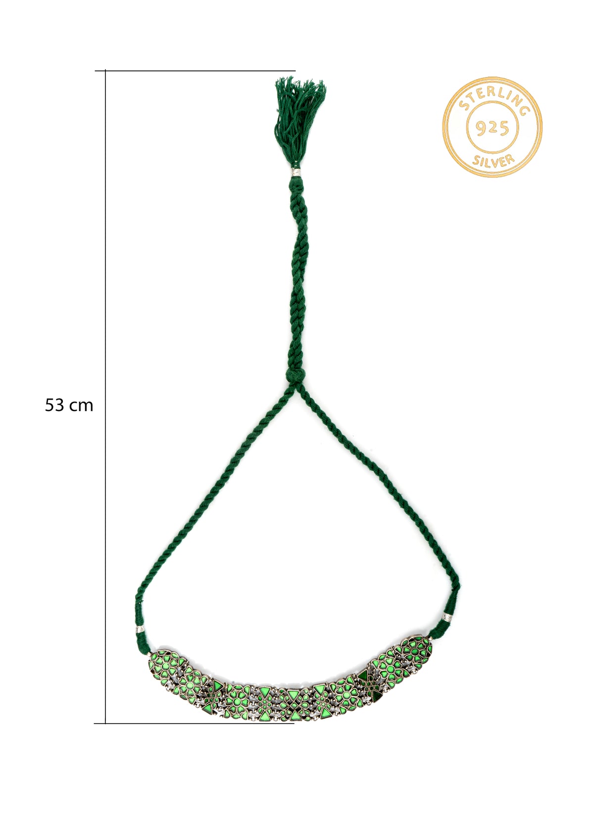 925 Sterling Silver Neckalce with Fine Glass Work view 4
