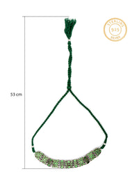 925 Sterling Silver Neckalce with Fine Glass Work view 4