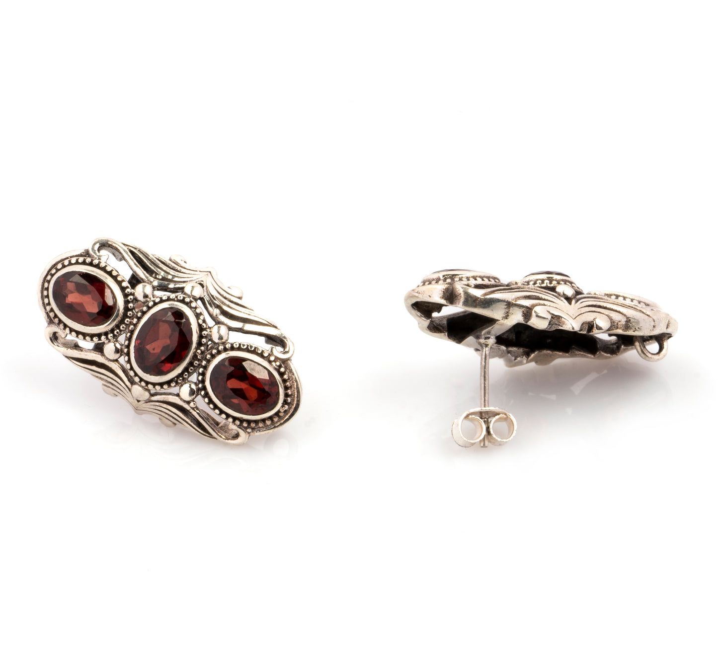925 Sterling Silver Garnet Earrings
