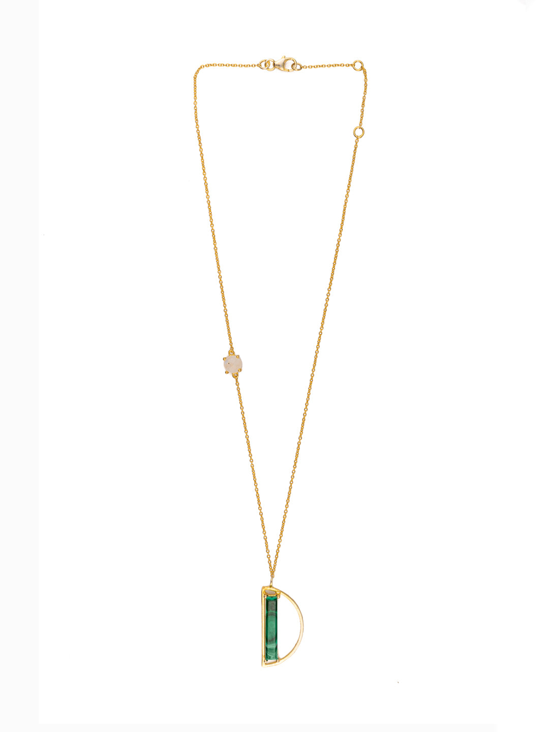 Half Moon Green Onyx Gold Plated Lightweight Necklace view 1