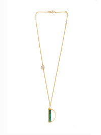 Half Moon Green Onyx Gold Plated Lightweight Necklace view 1