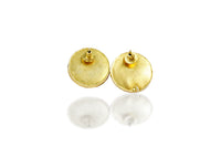 925 Silver Gold Plated Button Shaped Stud Earrings view 4