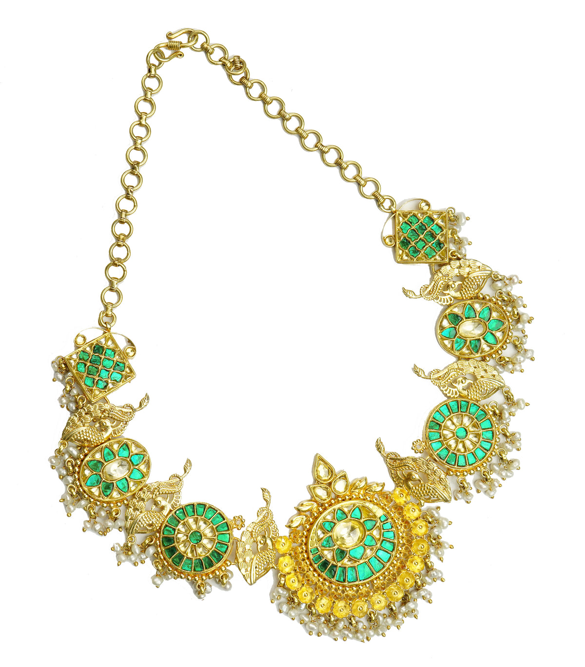925 Silver Gold Plated Kundan Necklace view 3