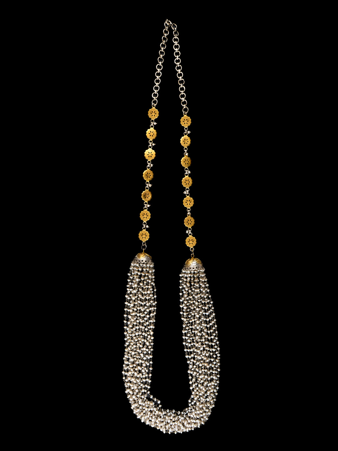 925 Sterling Silver Double Jhumki Pearl Necklace view 2